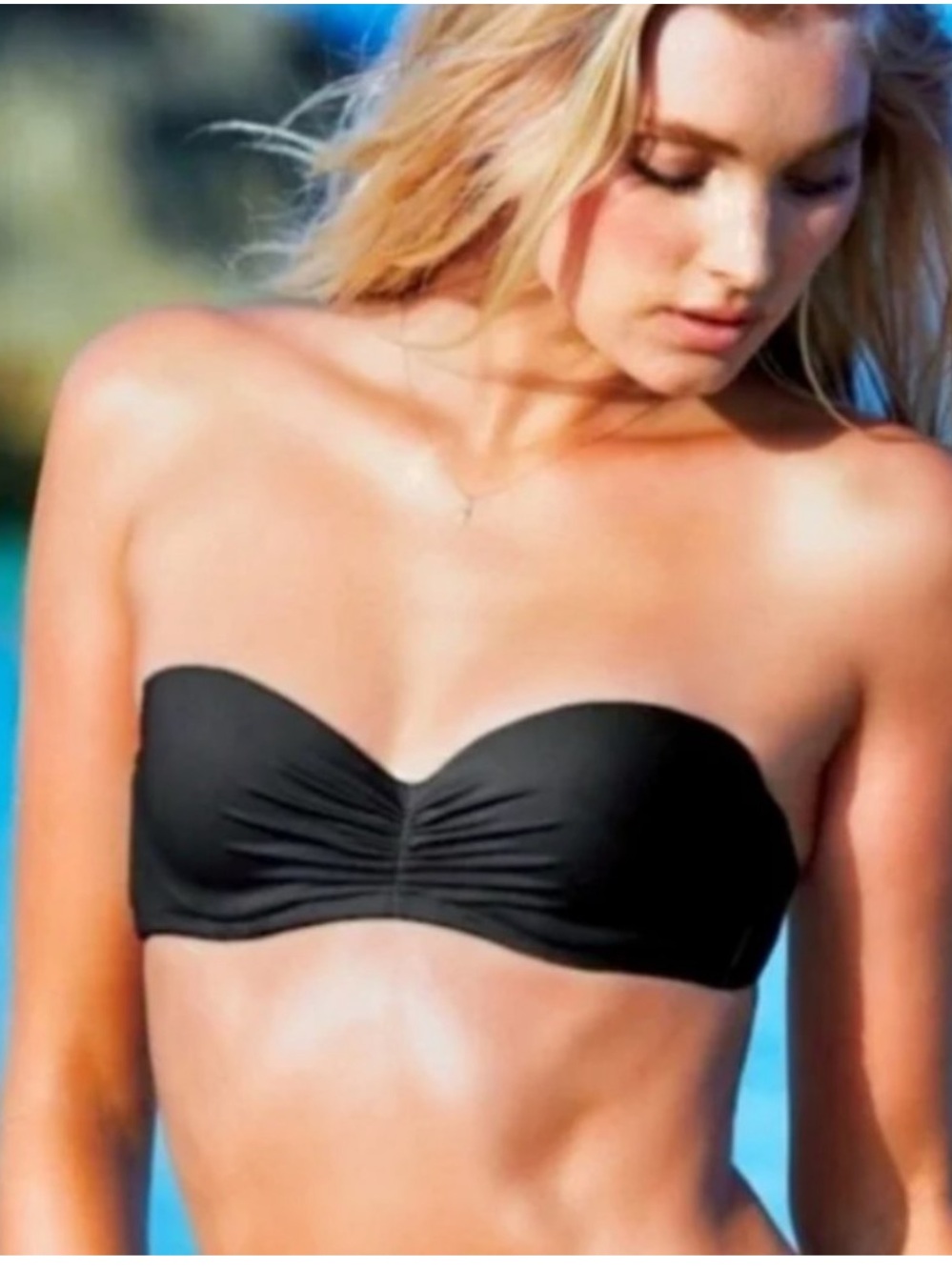Victorias Secret Black Strapless Bikini Top Size  36DD NWOT